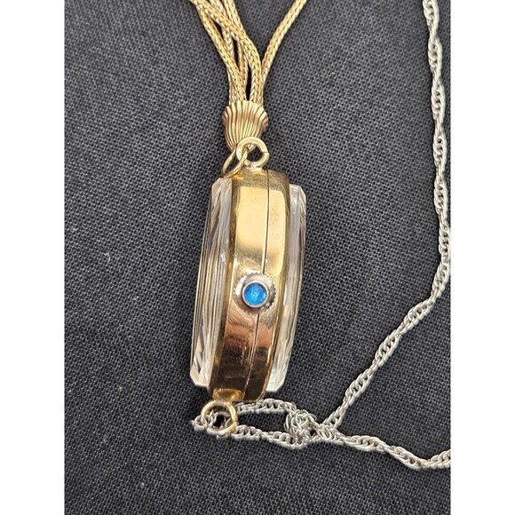 Endura Gold Tone Pendant Watch Vtg Pendant Clear Back Swiss Mechanical 1 Jewel - Picture 4 of 7